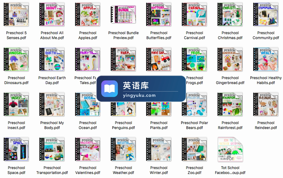 幼儿英语启蒙手工活动作业纸《Preschool Bundle》31本PDF绘本,百度网盘下载!-英语库