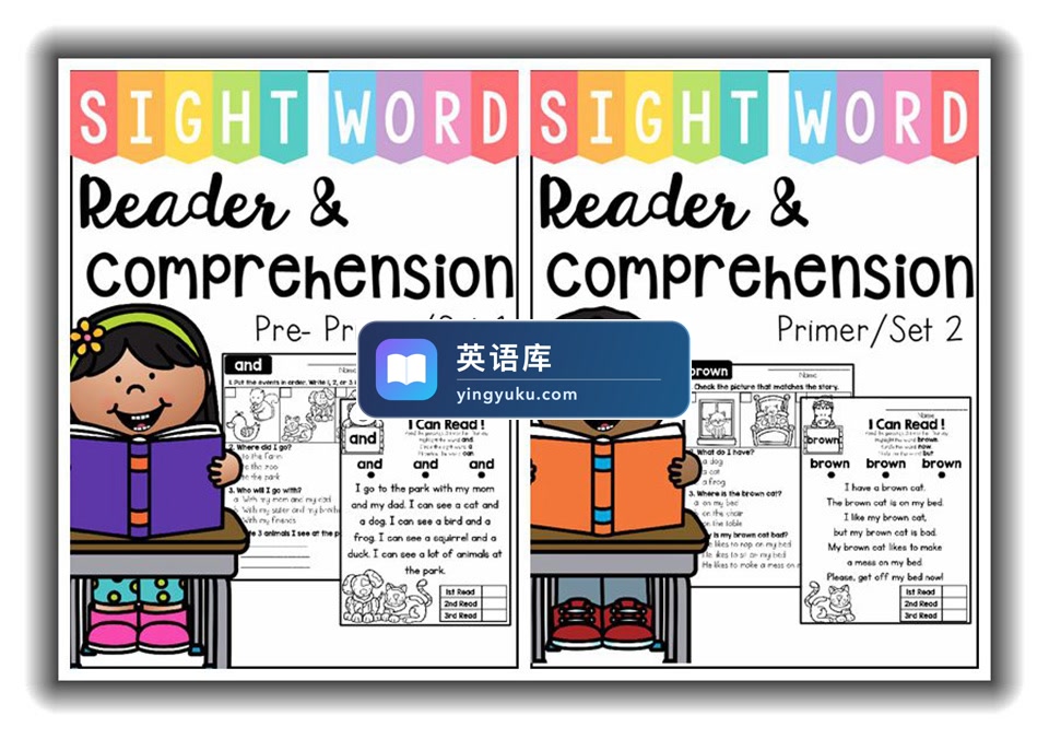 《Sight Word Read Comprehension高频词阅读理解练习册》全3册共200多页,百度网盘下载!-英语库